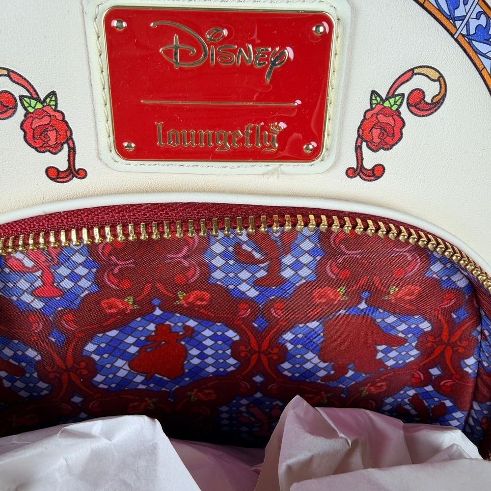 Loungefly Disney Beauty and the Beast Stained Glass Mini Backpack Portrait Belle - Picture 7 of 10